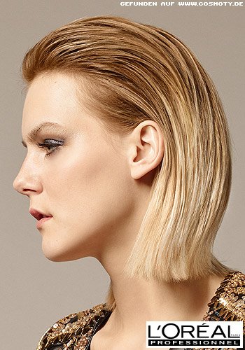 Eleganter Wet-Look für blonden, mittellangen Bob