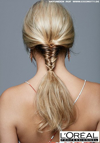 Kurzer Fishtail-Zopf im Nacken