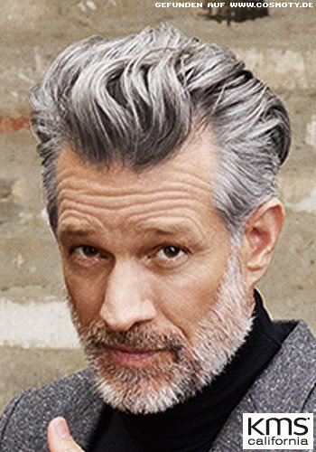 Männer graue strähnen schwarze haare Mittellange Frisuren